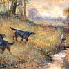 Gordon Setters on Quail - Oil, Available